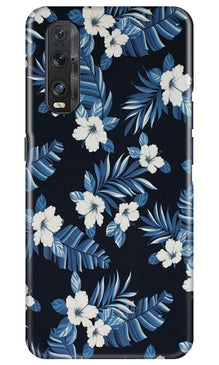 White flowers Blue Background2 Mobile Back Case for Oppo Find X2 (Design - 15)
