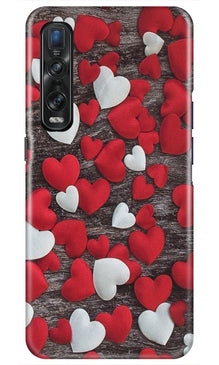 Red White Hearts Mobile Back Case for Oppo Find X2 Pro  (Design - 105)