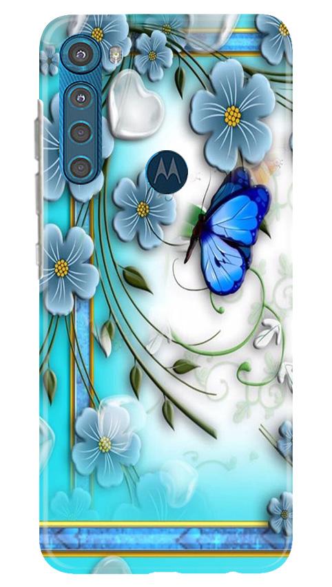 Blue Butterfly Case for Moto One Fusion Plus