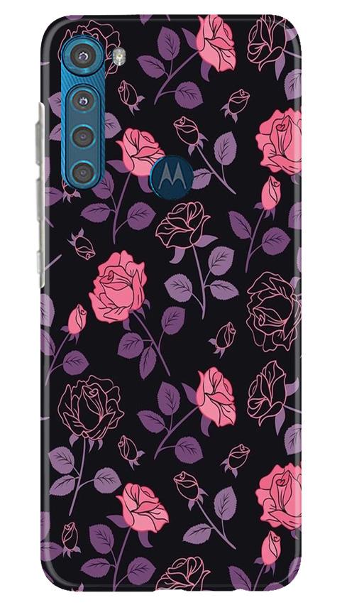 Rose Black Background Case for Moto One Fusion Plus