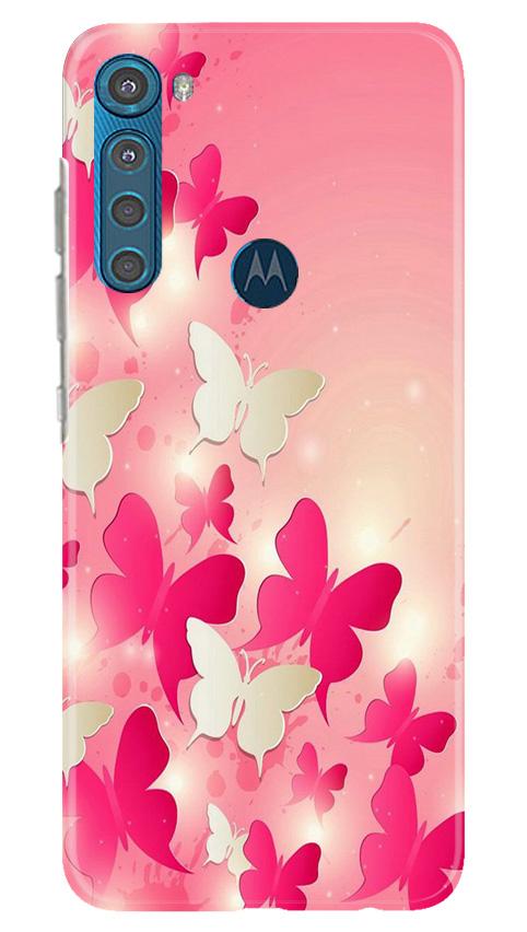 White Pick Butterflies Case for Moto One Fusion Plus