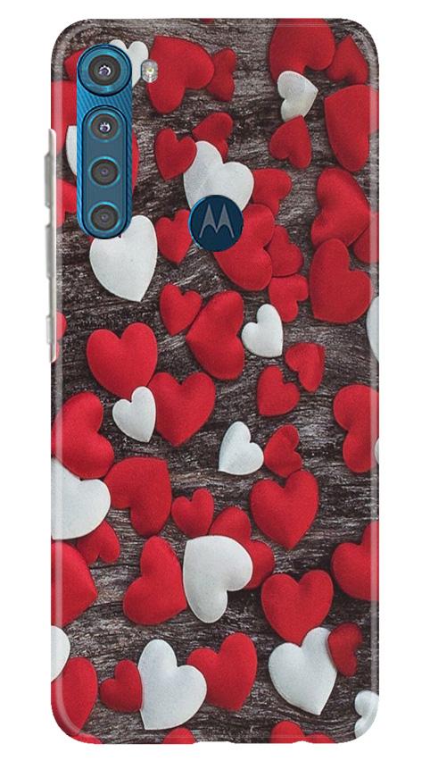 Red White Hearts Case for Moto One Fusion Plus(Design - 105)