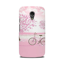 Pink Flowers Cycle Case for Moto G2  (Design - 102)