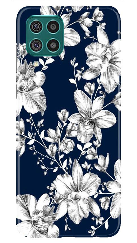 White flowers Blue Background Case for Samsung Galaxy M32