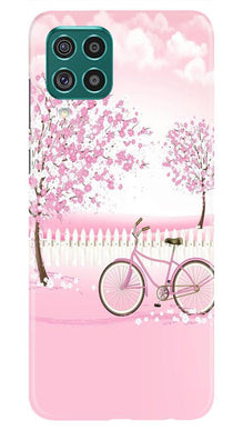 Pink Flowers Cycle Mobile Back Case for Samsung Galaxy M32  (Design - 102)