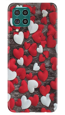 Red White Hearts Mobile Back Case for Samsung Galaxy M32  (Design - 105)