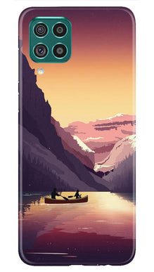 Mountains Boat Mobile Back Case for Samsung Galaxy M32 (Design - 181)