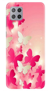 White Pick Butterflies Mobile Back Case for Samsung Galaxy M42 (Design - 28)