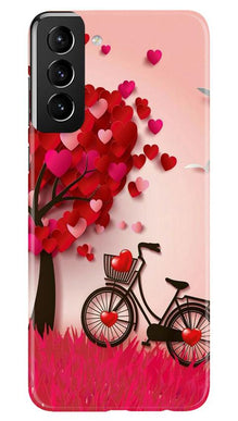 Red Heart Cycle Mobile Back Case for Samsung Galaxy S21 Plus (Design - 222)