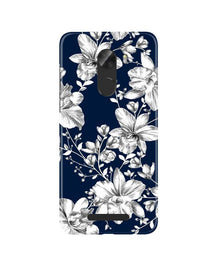 White flowers Blue Background Mobile Back Case for Gionee A1 Lite (Design - 14)