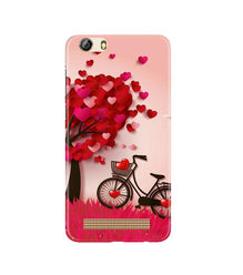 Red Heart Cycle Mobile Back Case for Gionee M5 Lite (Design - 222)