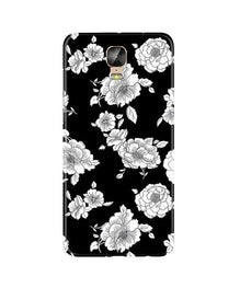 White flowers Black Background Mobile Back Case for Gionee M5 Plus (Design - 9)