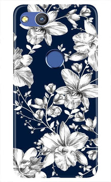 White flowers Blue Background Mobile Back Case for Honor 8 Lite (Design - 14)