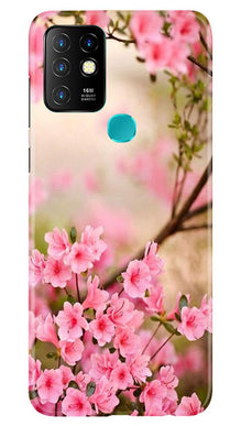 Pink flowers Mobile Back Case for Infinix Hot 10 (Design - 69)