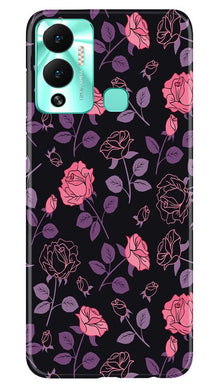 Rose Black Background Mobile Back Case for Infinix Hot 12 Play (Design - 27)