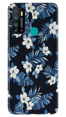 White flowers Blue Background2 Mobile Back Case for Infinix Hot 9 (Design - 15)