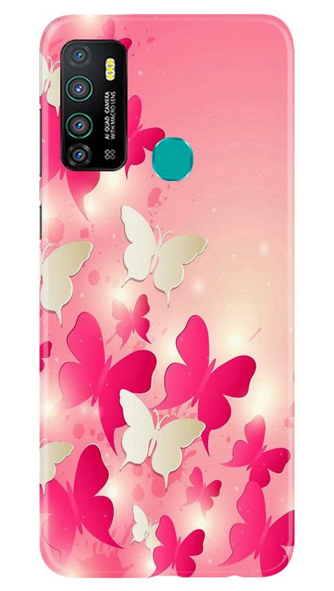 White Pick Butterflies Case for Infinix Hot 9