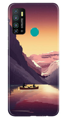 Mountains Boat Mobile Back Case for Infinix Hot 9 (Design - 181)