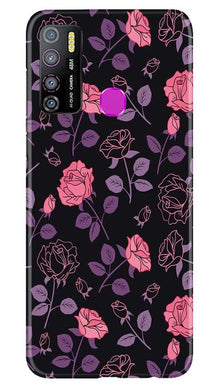 Rose Black Background Mobile Back Case for Infinix Hot 9 Pro (Design - 27)