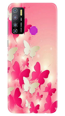 White Pick Butterflies Mobile Back Case for Infinix Hot 9 Pro (Design - 28)