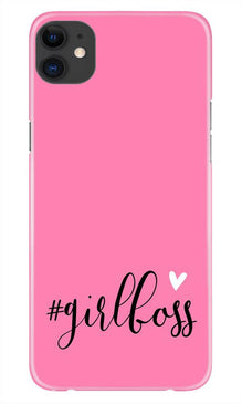 Girl Boss Pink Mobile Back Case for iPhone 11 Pro Max logo cut (Design - 269)