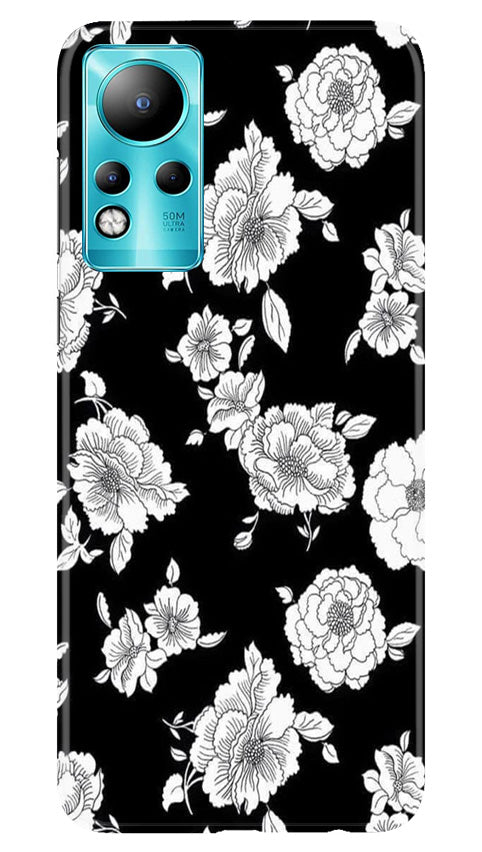 White flowers Black Background Case for Infinix Note 11