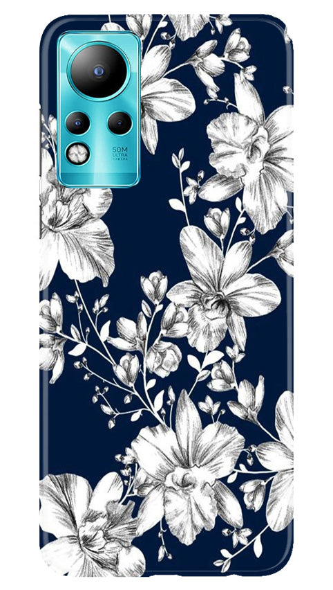 White flowers Blue Background Case for Infinix Note 11