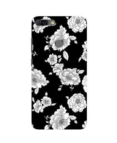 White flowers Black Background Case for Infinix Hot 6 Pro