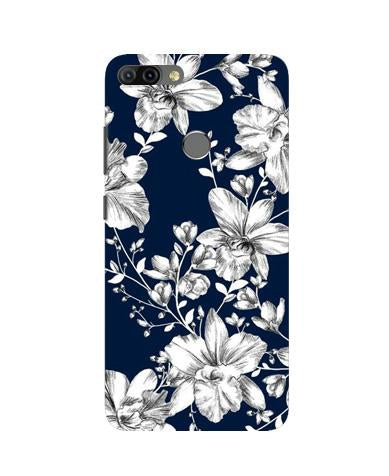 White flowers Blue Background Case for Infinix Hot 6 Pro