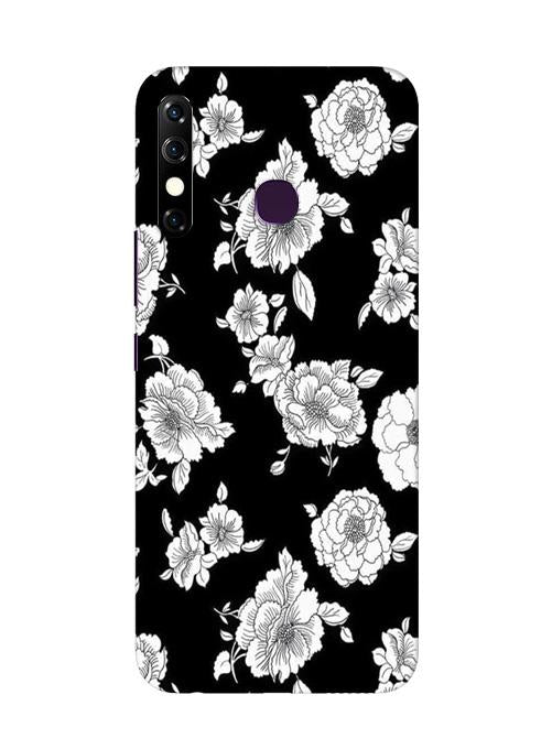 White flowers Black Background Case for Infinix Hot 8