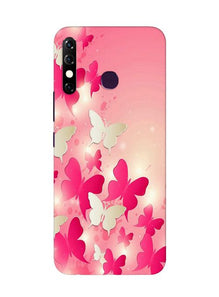 White Pick Butterflies Mobile Back Case for Infinix Hot 8 (Design - 28)