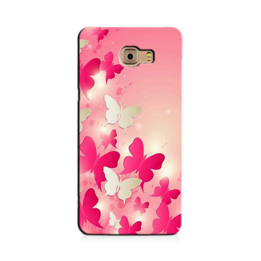 White Pick Butterflies Case for Galaxy J7 Prime