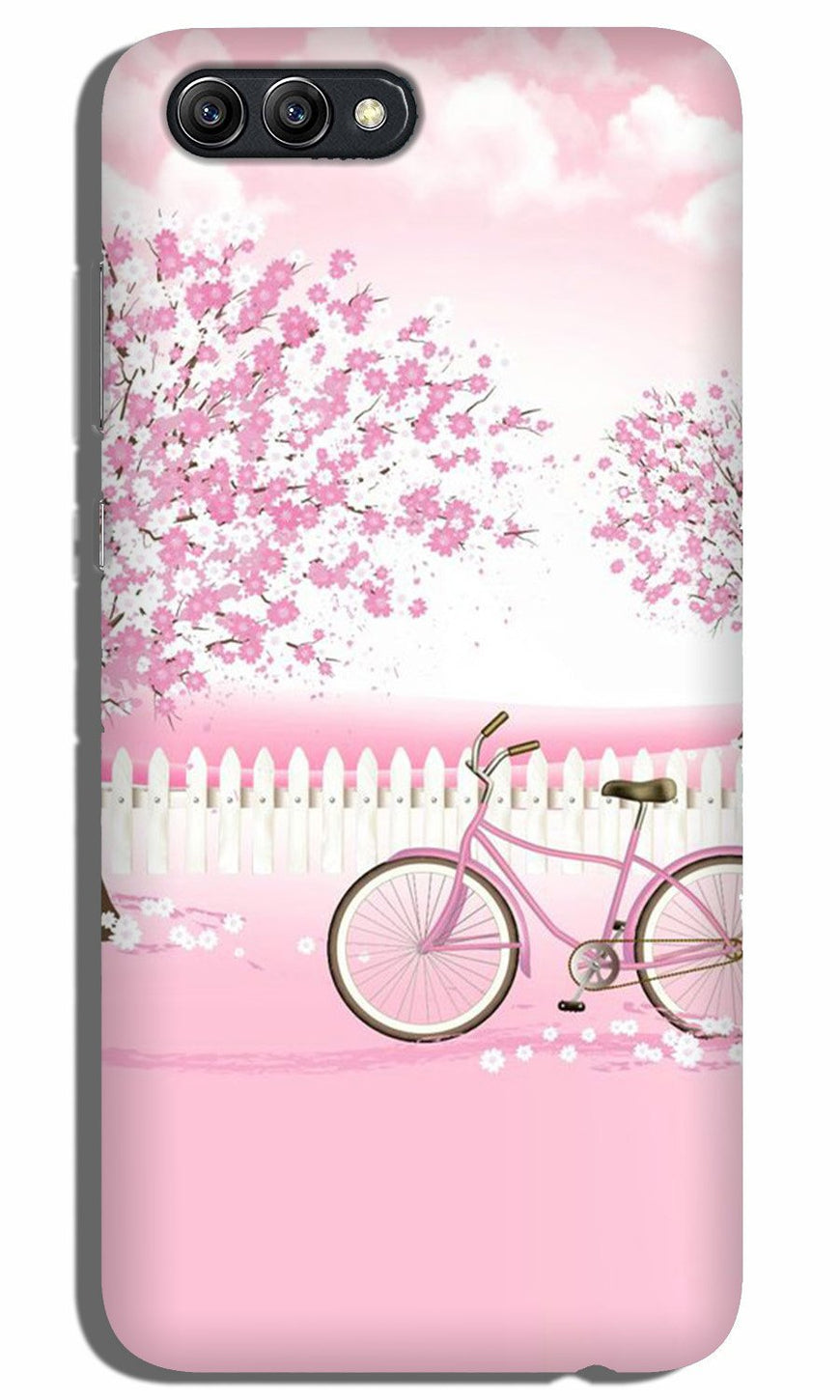 Pink Flowers Cycle Case for Realme C2  (Design - 102)