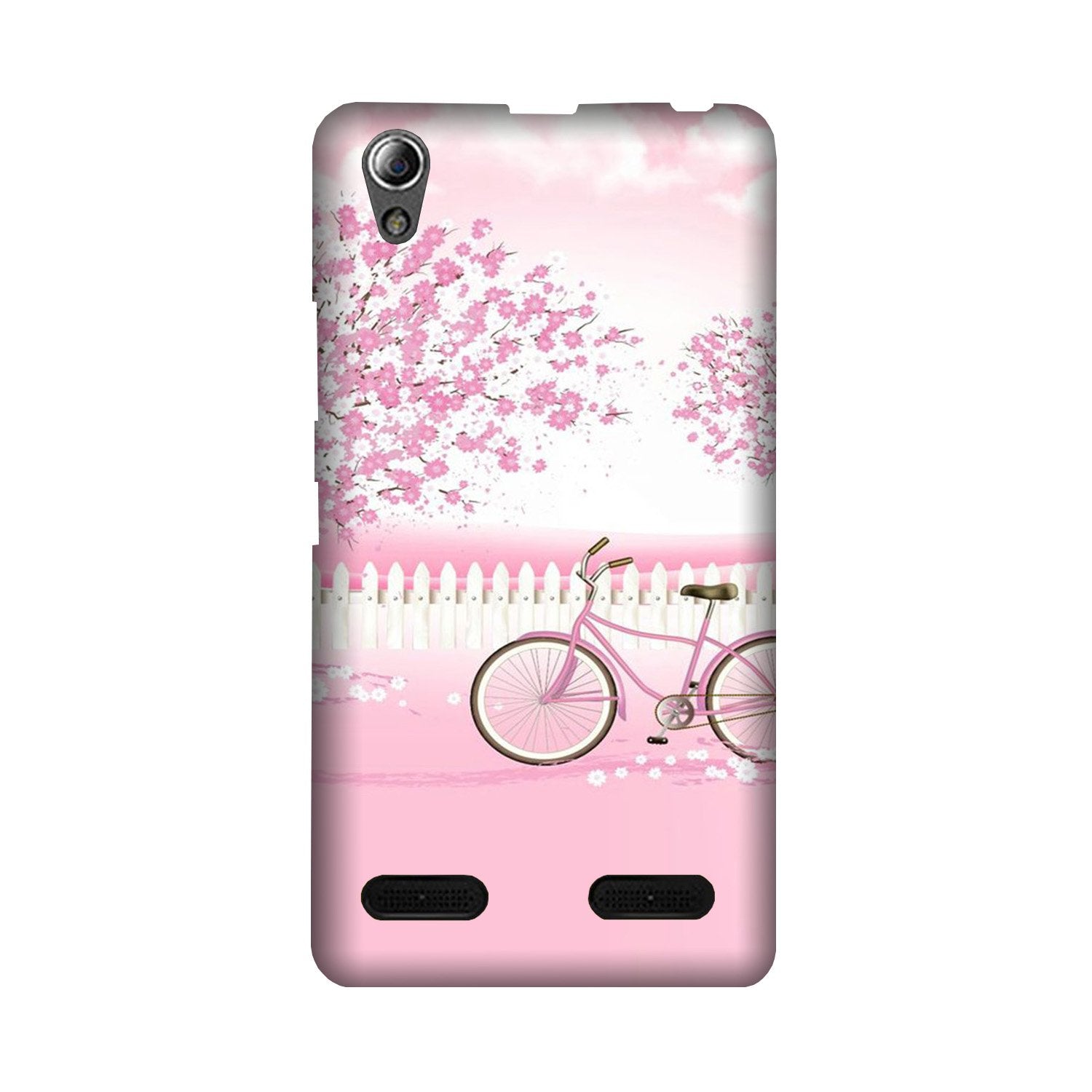 Pink Flowers Cycle Case for Lenovo A6000  (Design - 102)