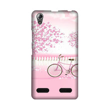 Pink Flowers Cycle Mobile Back Case for Lenovo A6000  (Design - 102)