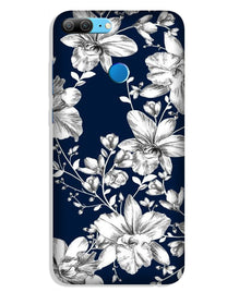 White flowers Blue Background Mobile Back Case for Lenovo K9 / K9 Plus (Design - 14)