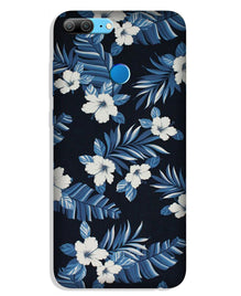 White flowers Blue Background2 Mobile Back Case for Lenovo K9 / K9 Plus (Design - 15)