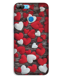 Red White Hearts Mobile Back Case for Lenovo K9 / K9 Plus  (Design - 105)