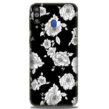 White flowers Black Background Mobile Back Case for Samsung Galaxy A20s (Design - 9)