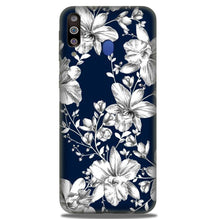 White flowers Blue Background Mobile Back Case for Samsung Galaxy A20s (Design - 14)