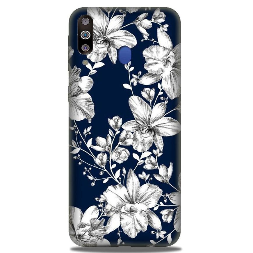 White flowers Blue Background Case for Samsung Galaxy A20s