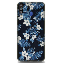 White flowers Blue Background2 Mobile Back Case for Samsung Galaxy A20s (Design - 15)