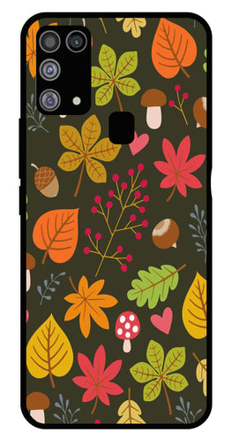 Leaves Design Metal Mobile Case for Samsung Galaxy M31   (Design No -51)