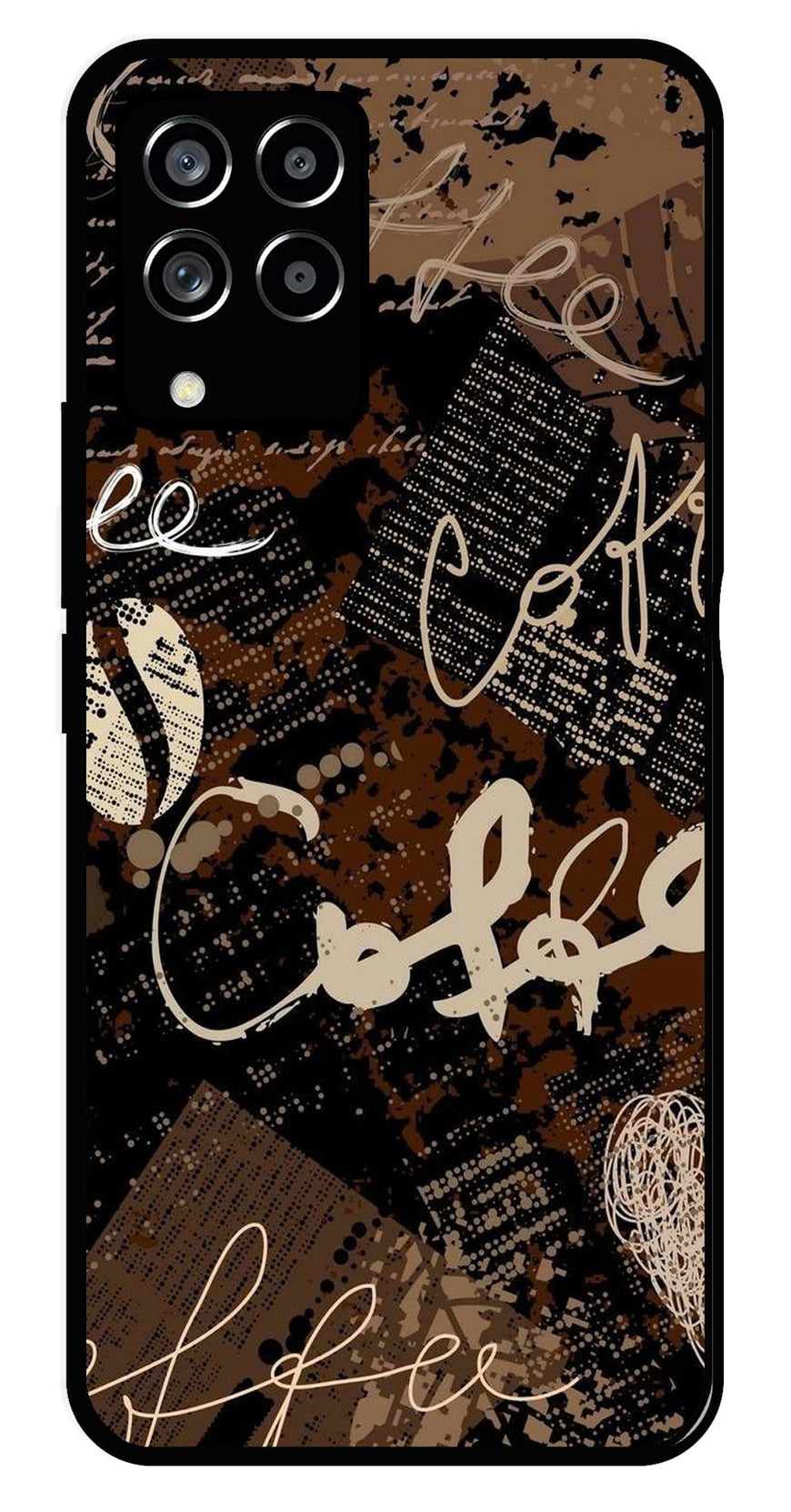 Coffee Pattern Metal Mobile Case for Samsung Galaxy M53 5G   (Design No -37)