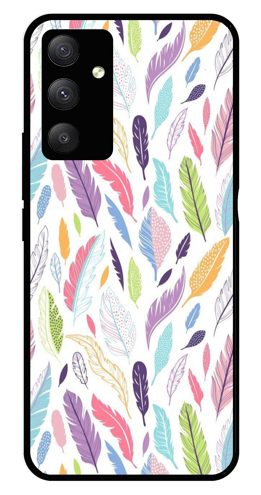 Colorful Feathers Metal Mobile Case for Samsung Galaxy A54   (Design No -06)