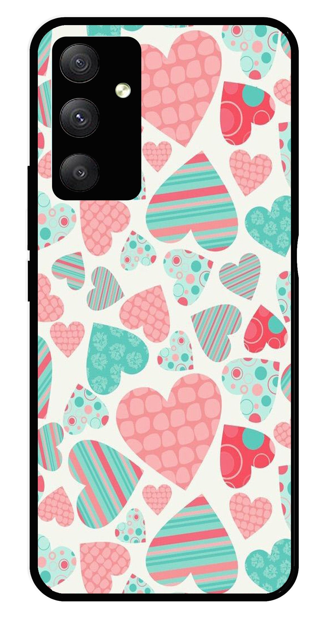 Hearts Pattern Metal Mobile Case for Samsung Galaxy M34   (Design No -22)