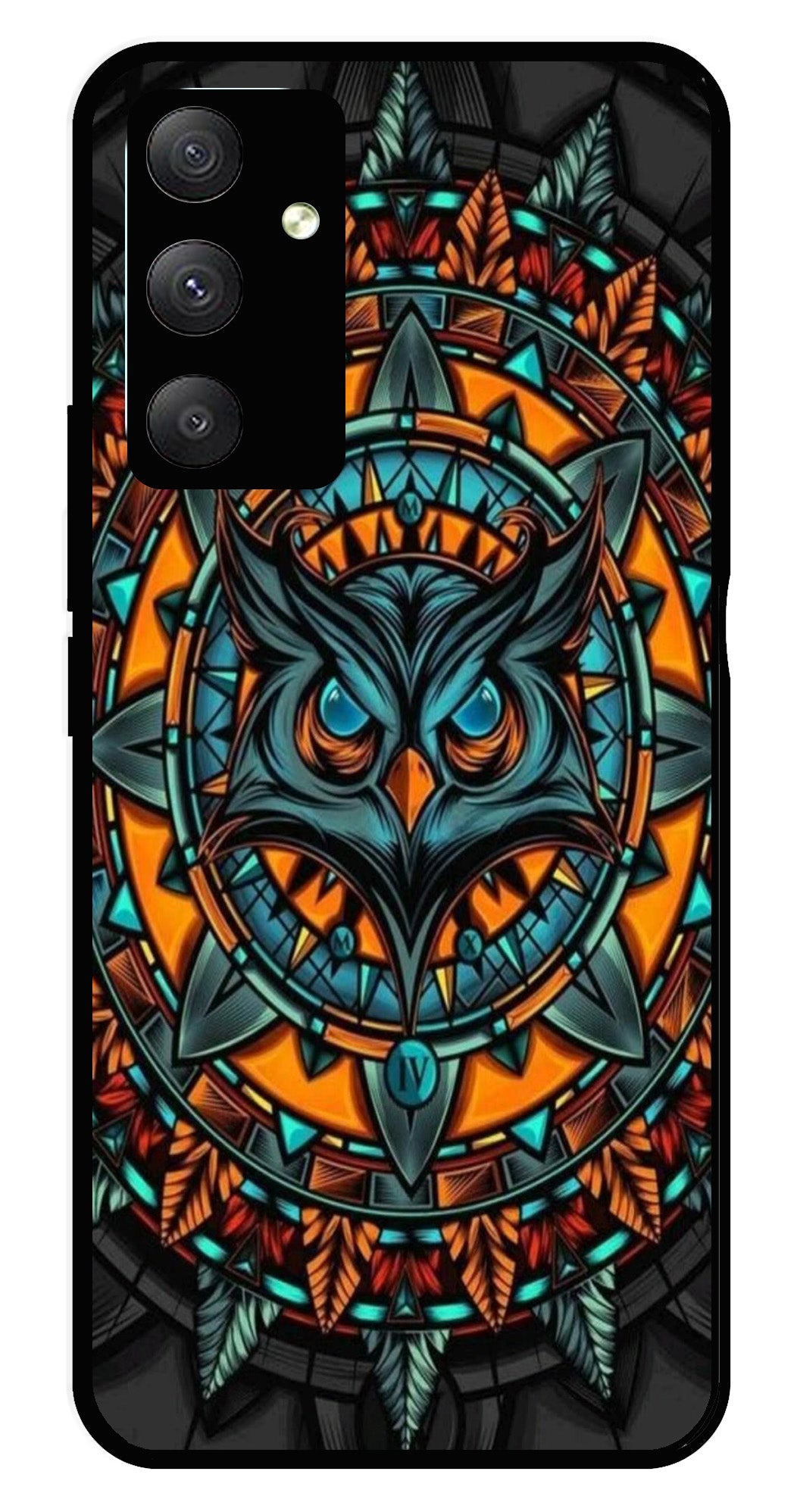 Owl Pattern Metal Mobile Case for Samsung Galaxy A54   (Design No -42)