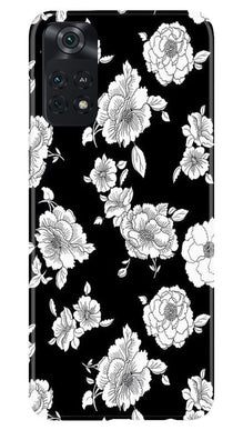 White flowers Black Background Mobile Back Case for Poco M4 Pro 4G (Design - 9)