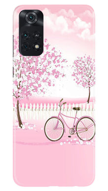 Pink Flowers Cycle Mobile Back Case for Poco M4 Pro 4G  (Design - 102)