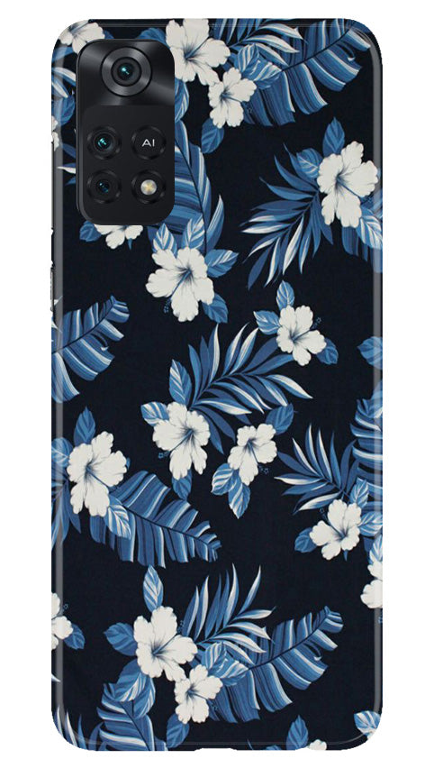 White flowers Blue Background2 Case for Poco M4 Pro 4G